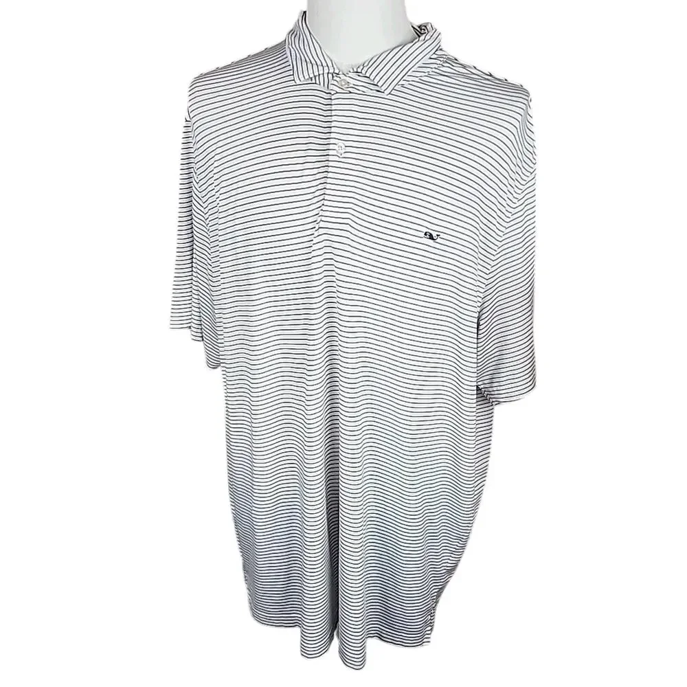 Vineyard Vineyard Performance Polo Blue White Stripe Size 2XL - Picture 4 of 5
